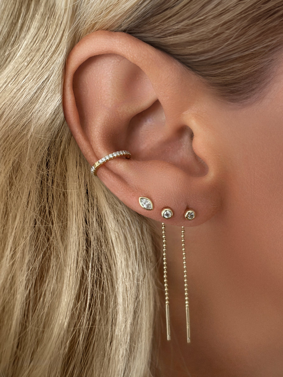 Vermeil Beaded Chain Ear Threaders