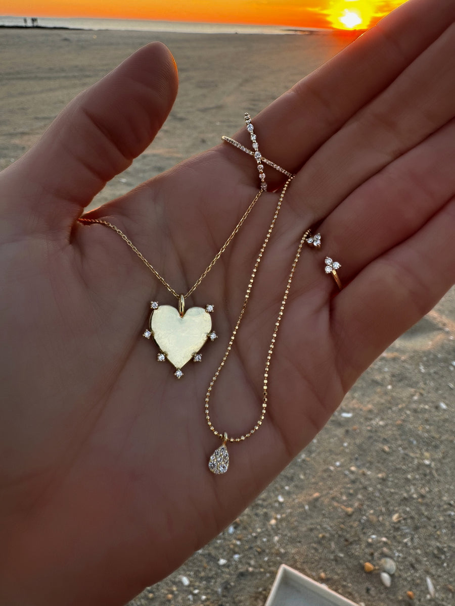 Vermeil Diamond-Cut Chain with Genuine White Sapphire Teardrop