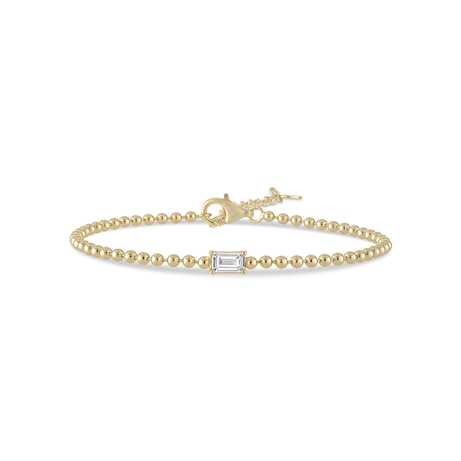 Vermeil Dainty Bead Link Chain & cz Diamond Baguette Bracelet