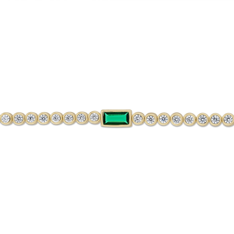 Vermeil Emerald Baguette & Bezel cz Diamond Tennis Bracelet