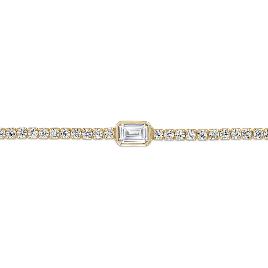 Vermeil Emerald Cut cz Diamond Bezel Whisper Tennis Bracelet