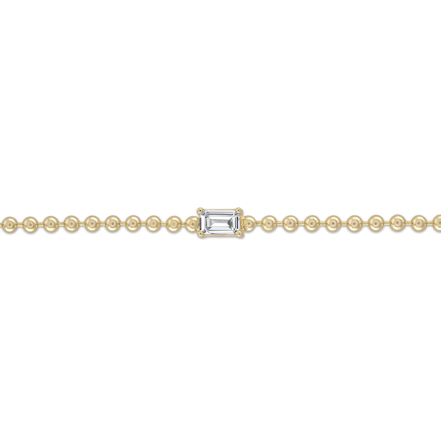 Vermeil Dainty Bead Link Chain & cz Diamond Baguette Bracelet