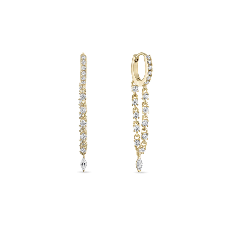 Vermeil Aura Double Chain Dangle Huggies - Longline