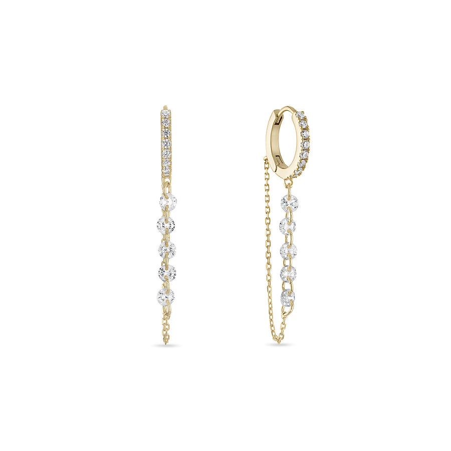 Vermeil Halo Dangle Chain Huggie Earrings