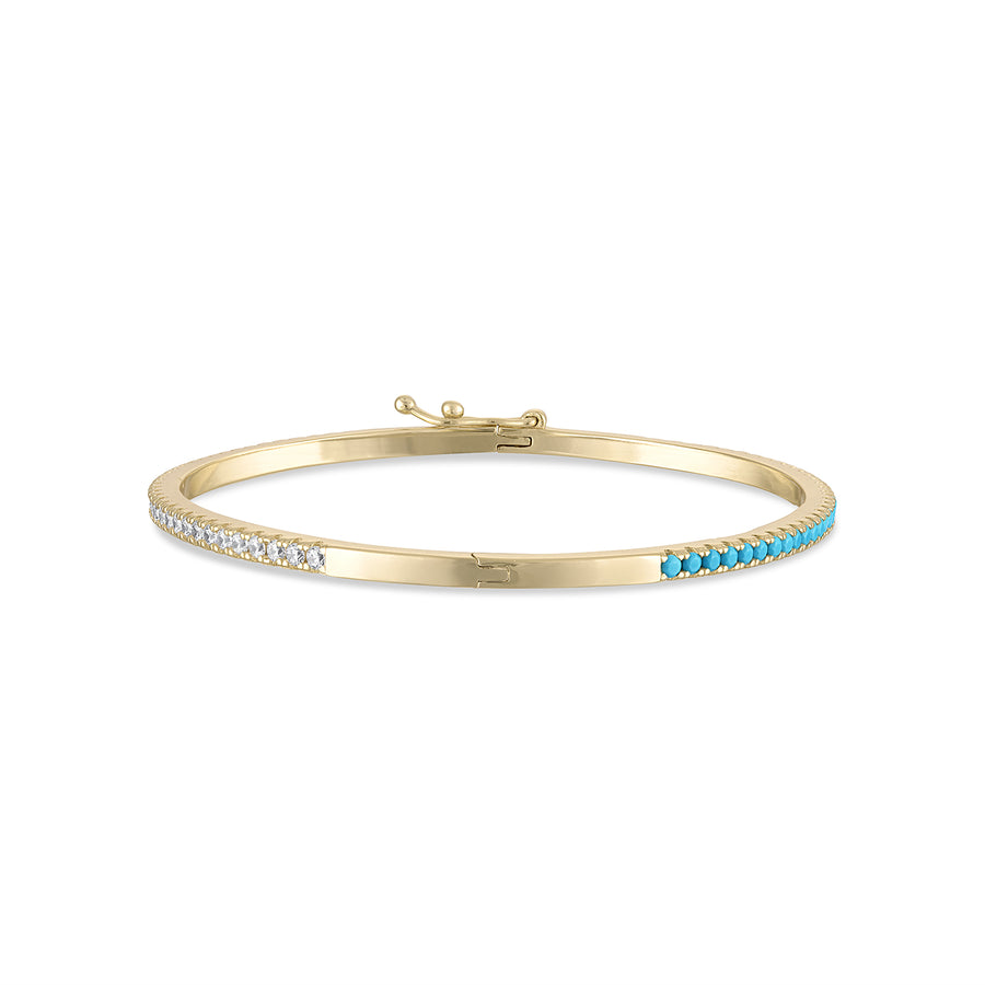 Vermeil 2 in 1 Reversible cz Diamond & Turquoise Bangle Bracelet