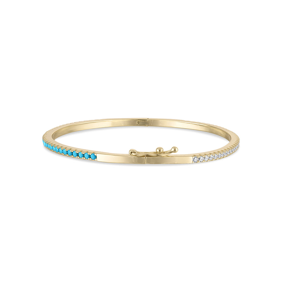 Vermeil 2 in 1 Reversible cz Diamond & Turquoise Bangle Bracelet