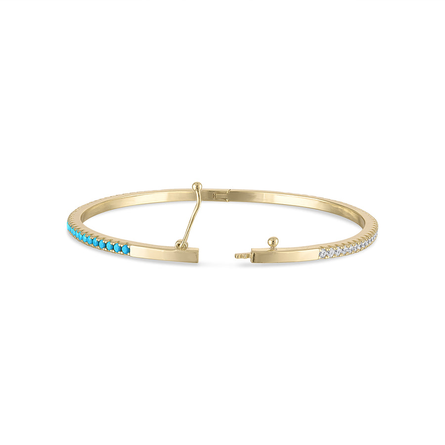 Vermeil 2 in 1 Reversible cz Diamond & Turquoise Bangle Bracelet