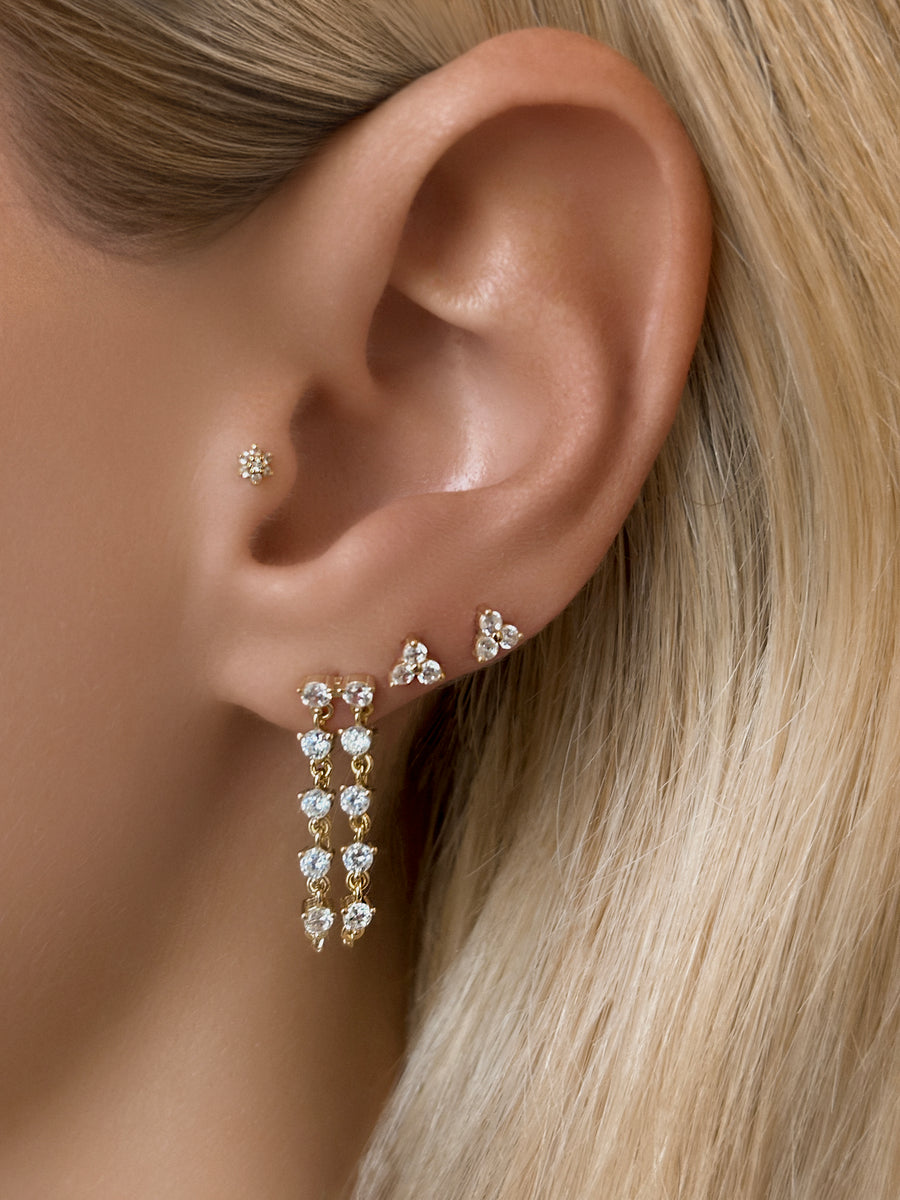 Vermeil Siren Multi Chain Stud Earring