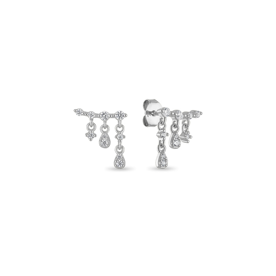 Vermeil Waterfall Dangle Drop Chain Stud Earrings