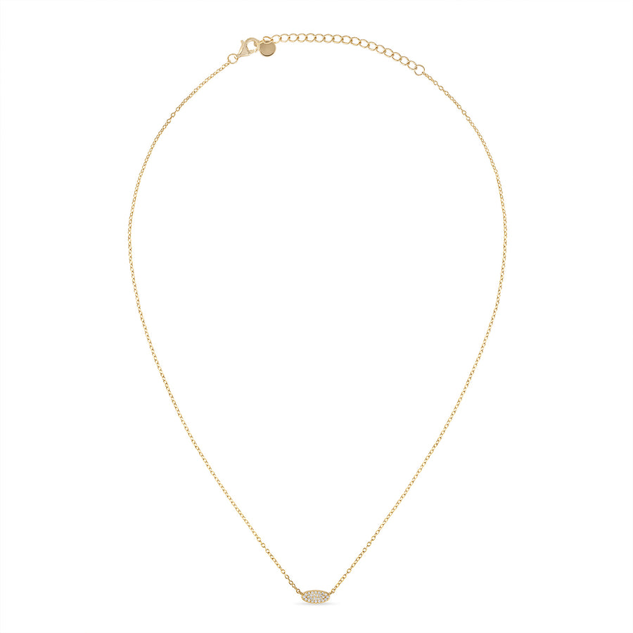 Vermeil Pave' CZ Diamond Oval Pendant Necklace