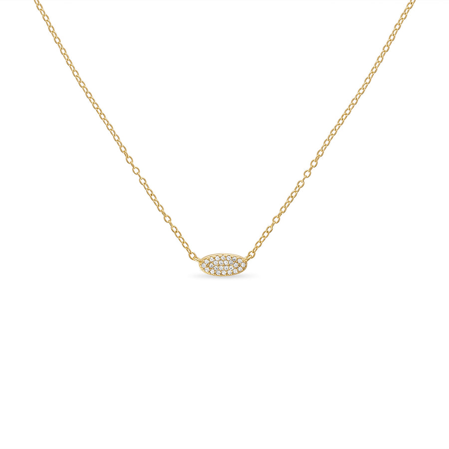 Vermeil Pave' CZ Diamond Oval Pendant Necklace