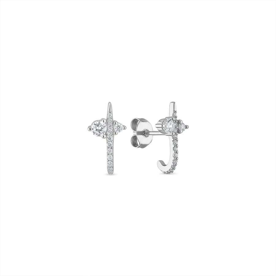 Vermeil Radiance Curve Pave' Diamond CZ Stud Earrings
