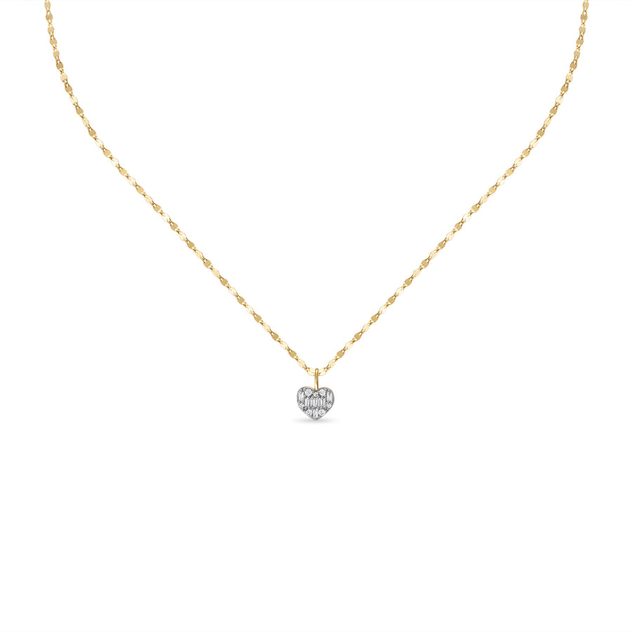 Vermeil Baguette CZ Heart Pendant on Shimmering Chain