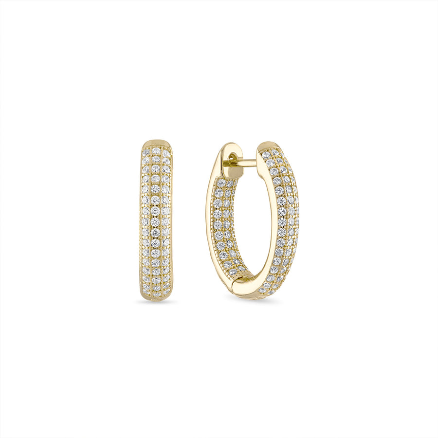 Vermeil Triple Row Pave' Inside Out Tube Hoops