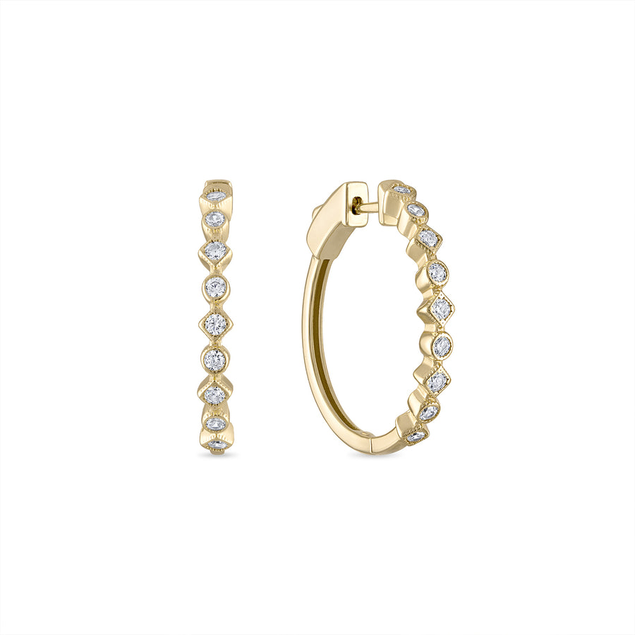 Vermeil Bezel Set CZ Diamond Alternating Hoops