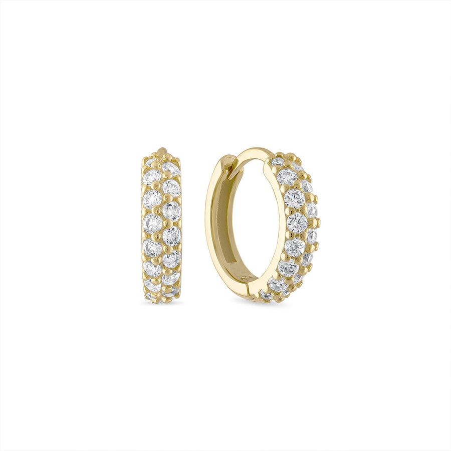 Vermeil Double Row Pave' CZ Small Hoops