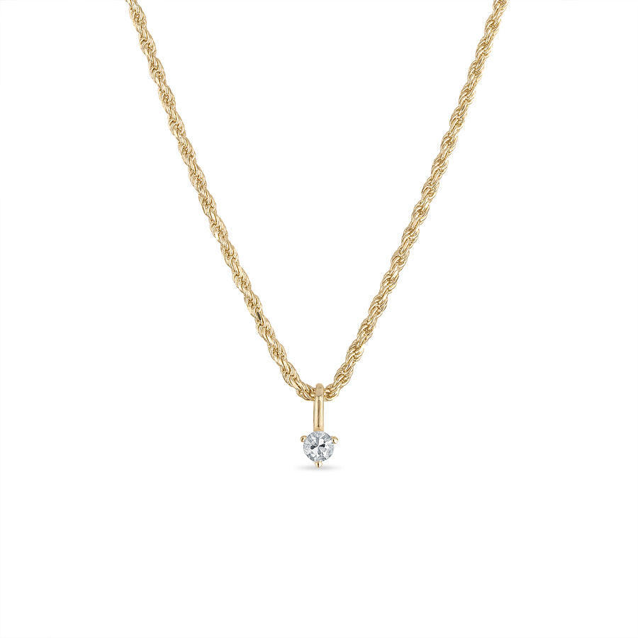 Vermeil Rope Chain Necklace Genuine White Sapphire Charm