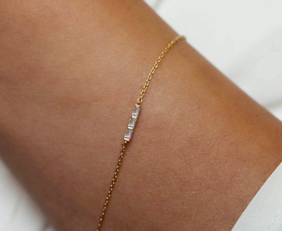 IN STOCK Fine Baguette Diamond Dainty Bracelet