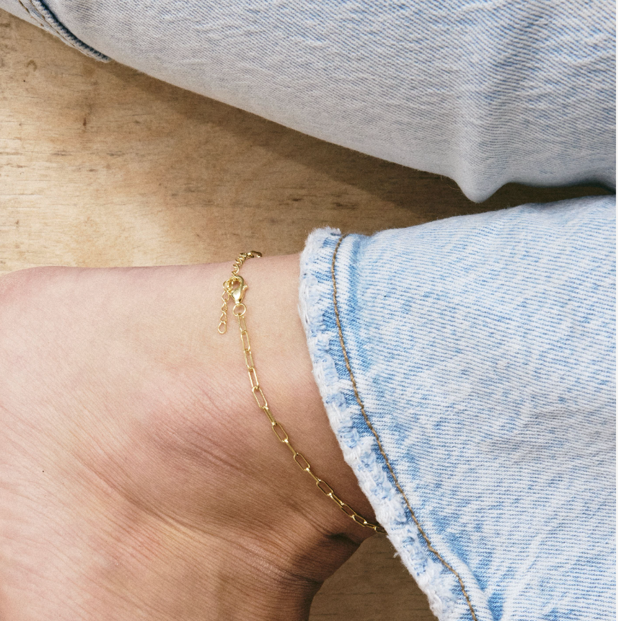 Vermeil Classic Paperclip Link Anklet