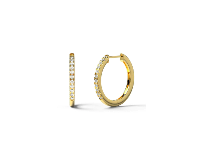 Fine Pave' Diamond Small Hoop Earrings