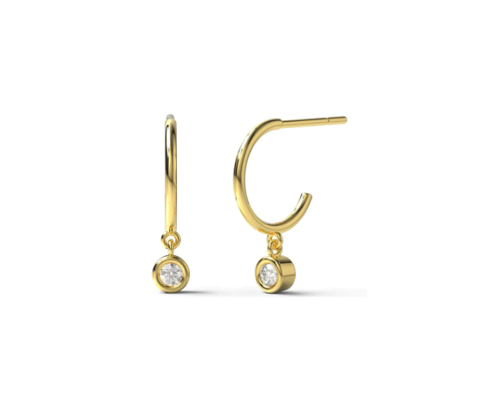 Fine Dangle Diamond Hoop Earrings