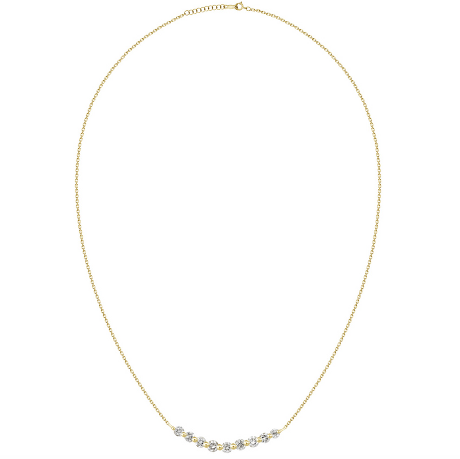 Fine Diamond Curved Pendant Necklace