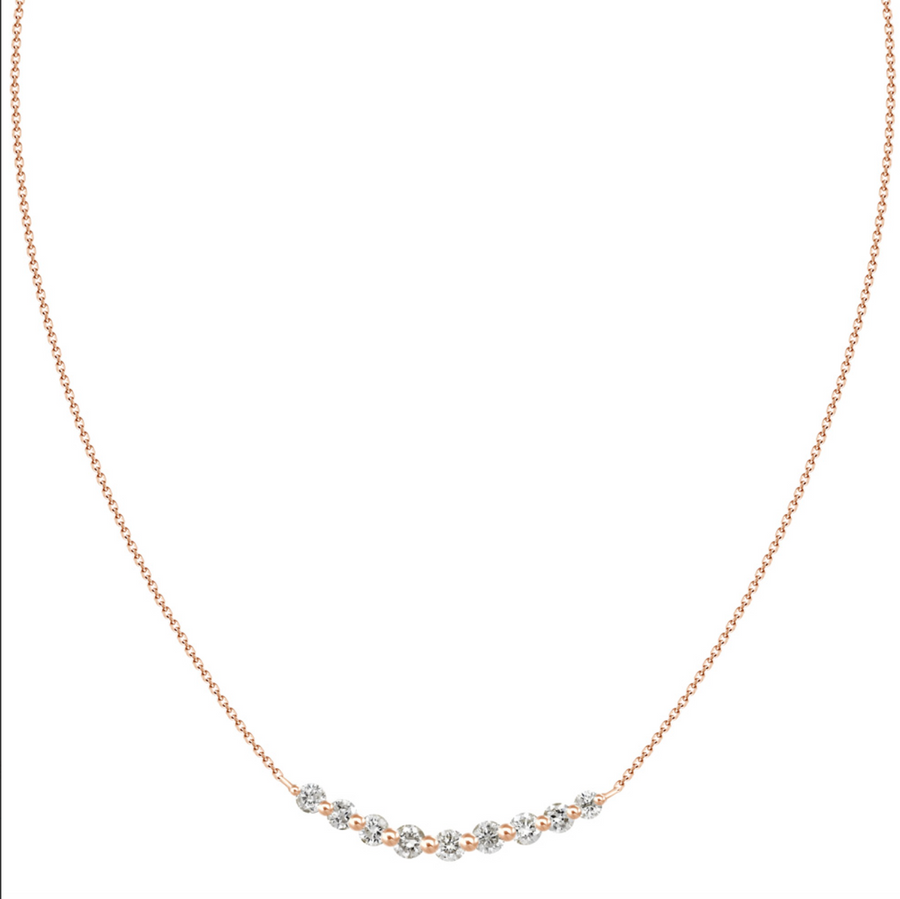 Fine Diamond Curved Pendant Necklace