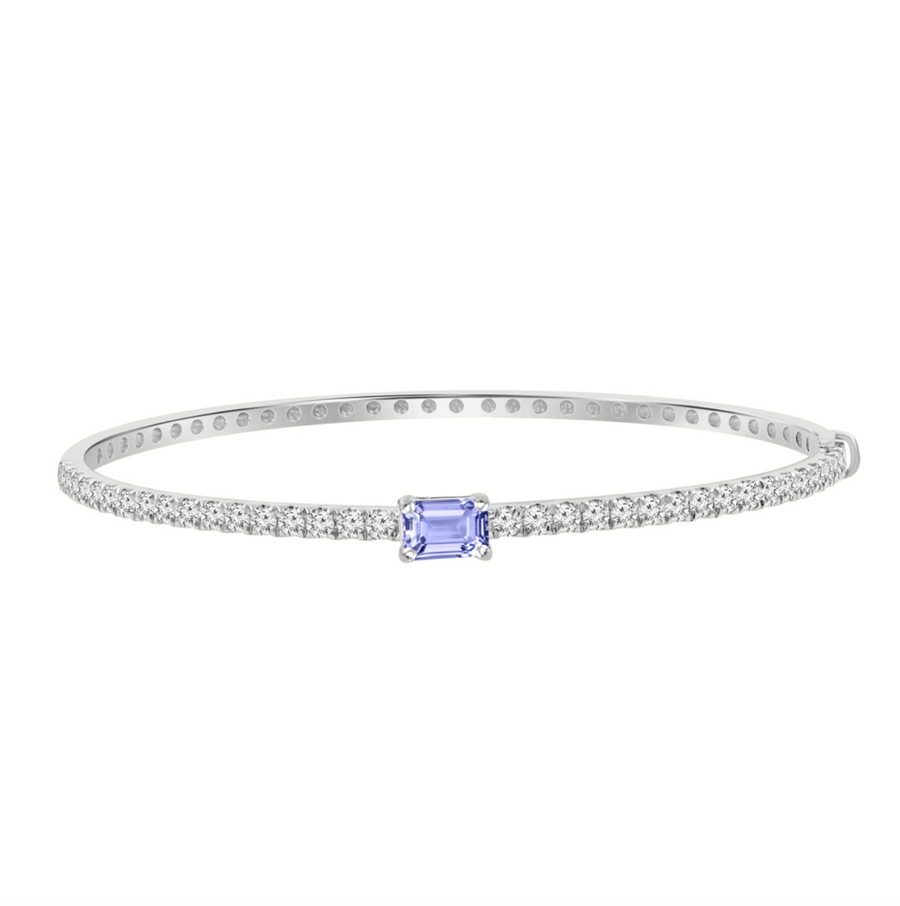 Fine Diamond & Purple Sapphire Tennis Bangle Bracelet