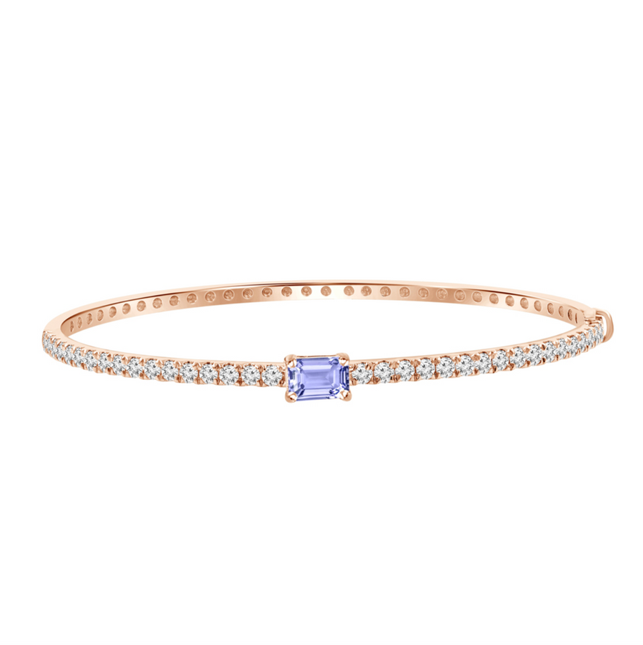 Fine Diamond & Purple Sapphire Tennis Bangle Bracelet