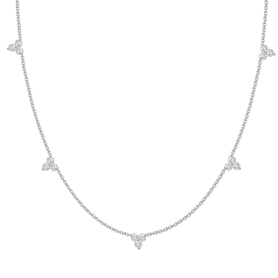 Fine Diamond Petal Cluster Necklace