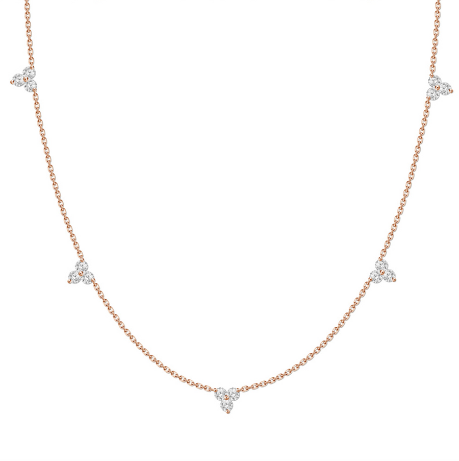 Fine Diamond Petal Cluster Necklace