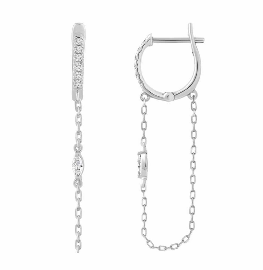 Fine Diamond Marquise Dangle Chain Earrings