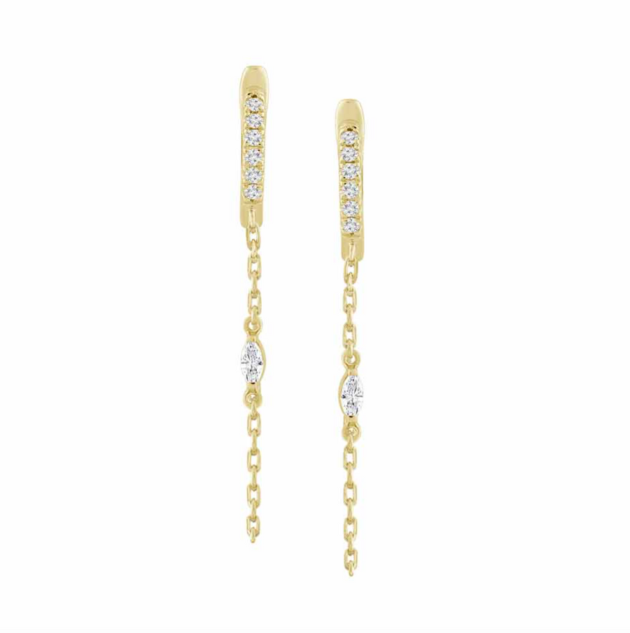 Fine Diamond Marquise Dangle Chain Earrings