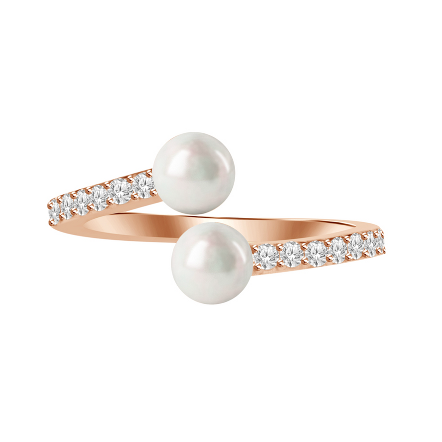 Fine Diamond & Pearl Wrap Open Ring