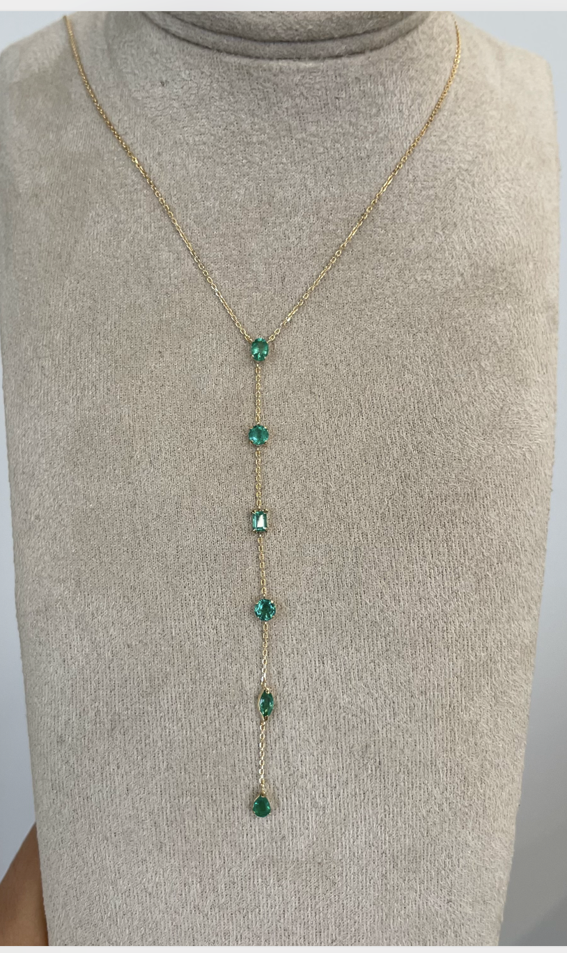 IN STOCK Fine Emerald Lariat Necklace