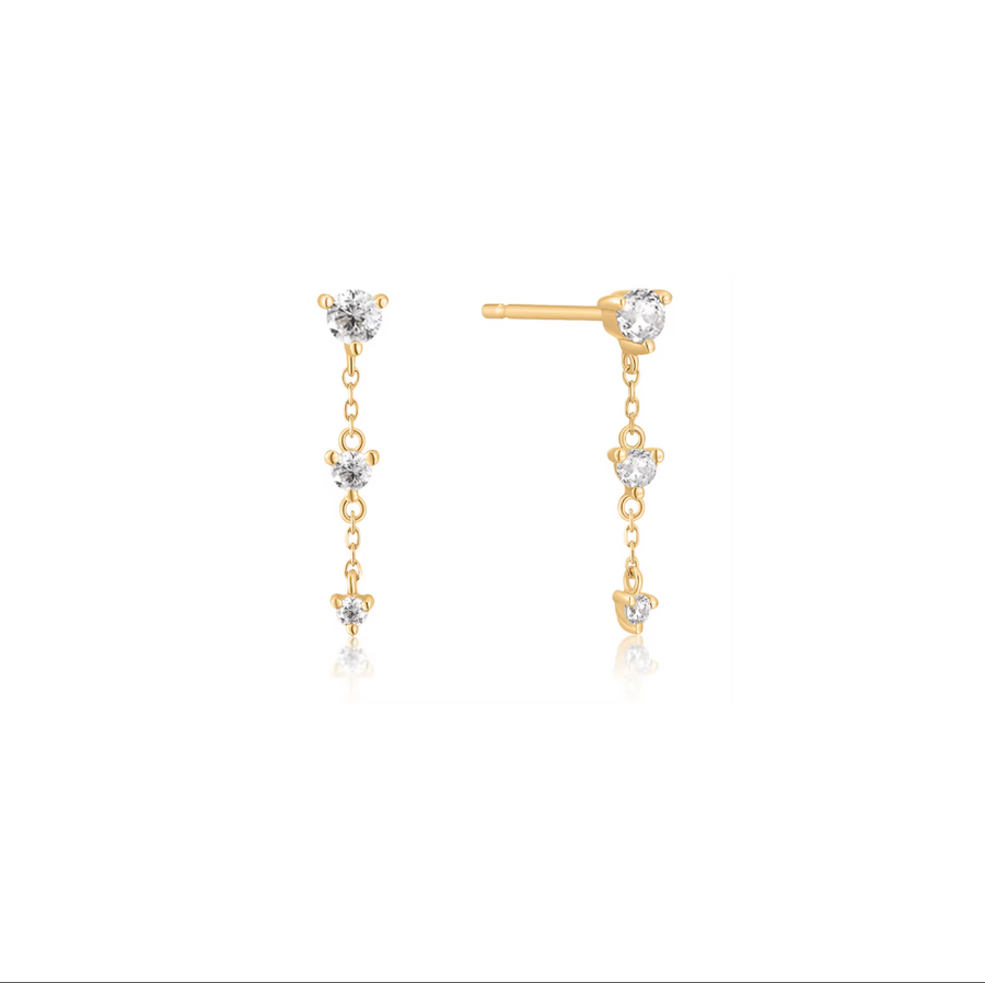 Fine Diamond Dangle Chain Stud Earrings