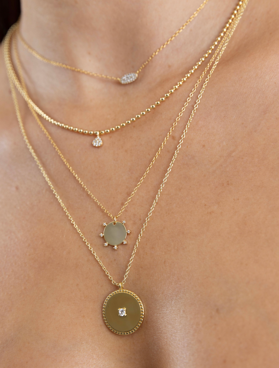 Vermeil Circle Radiant Pendant Necklace