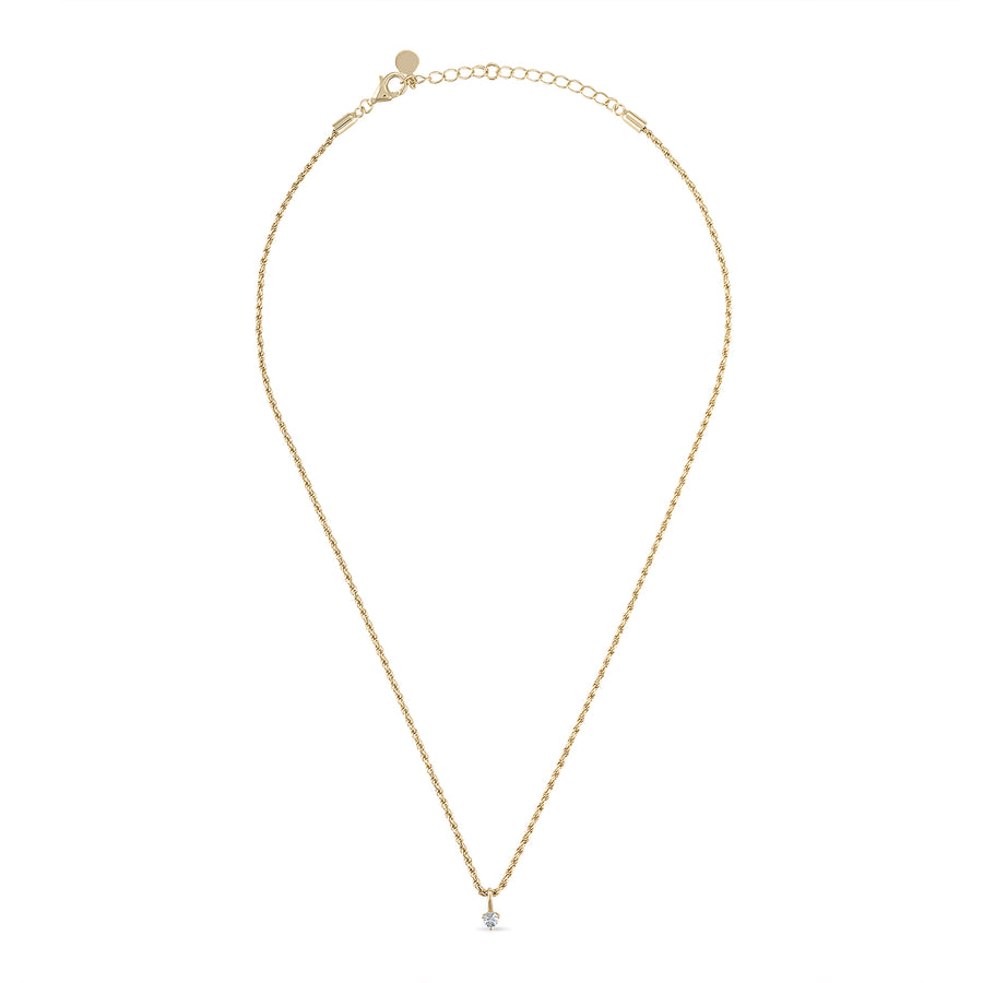 Vermeil Rope Chain Necklace Genuine White Sapphire Charm