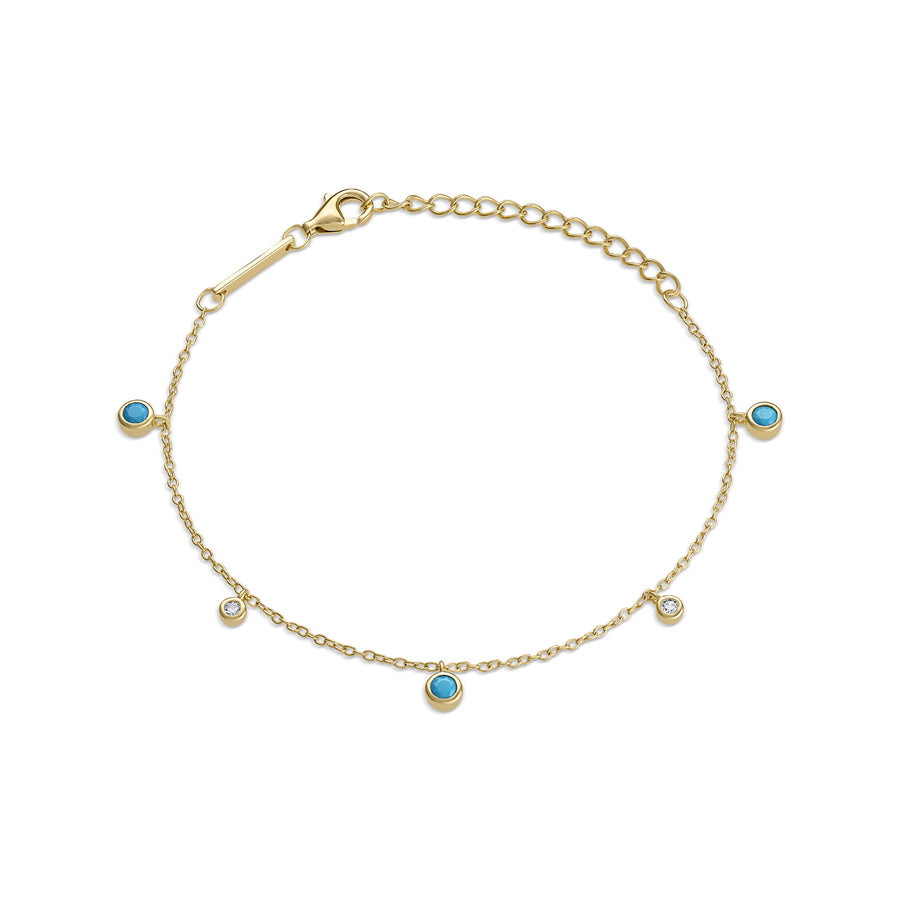 Vermeil Alternating Dangle CZ Diamond Turquoise Bracelet