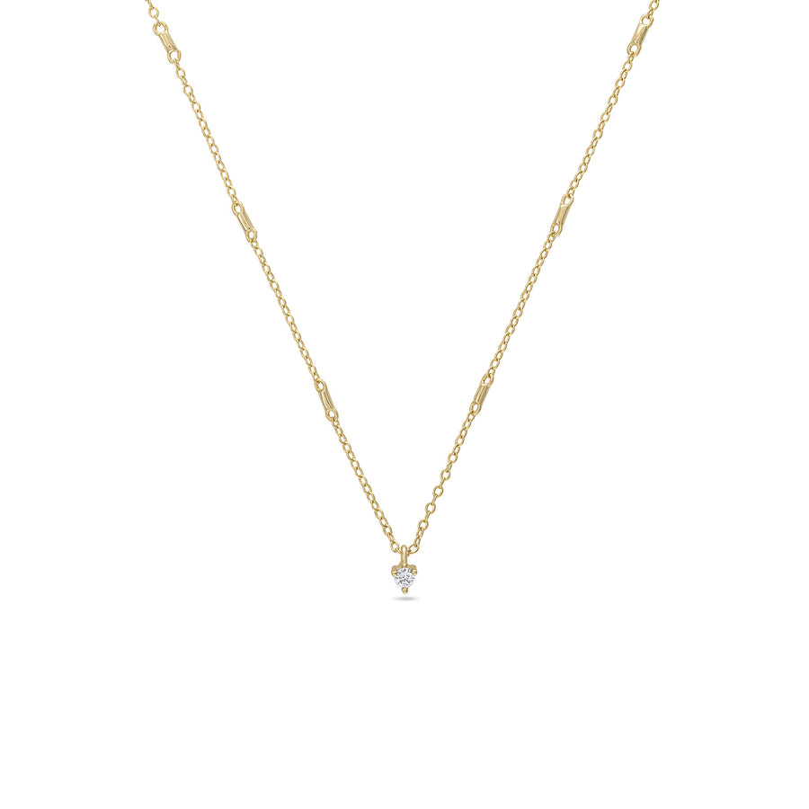 Vermeil Floating CZ Stone on Beaded Chain Necklace