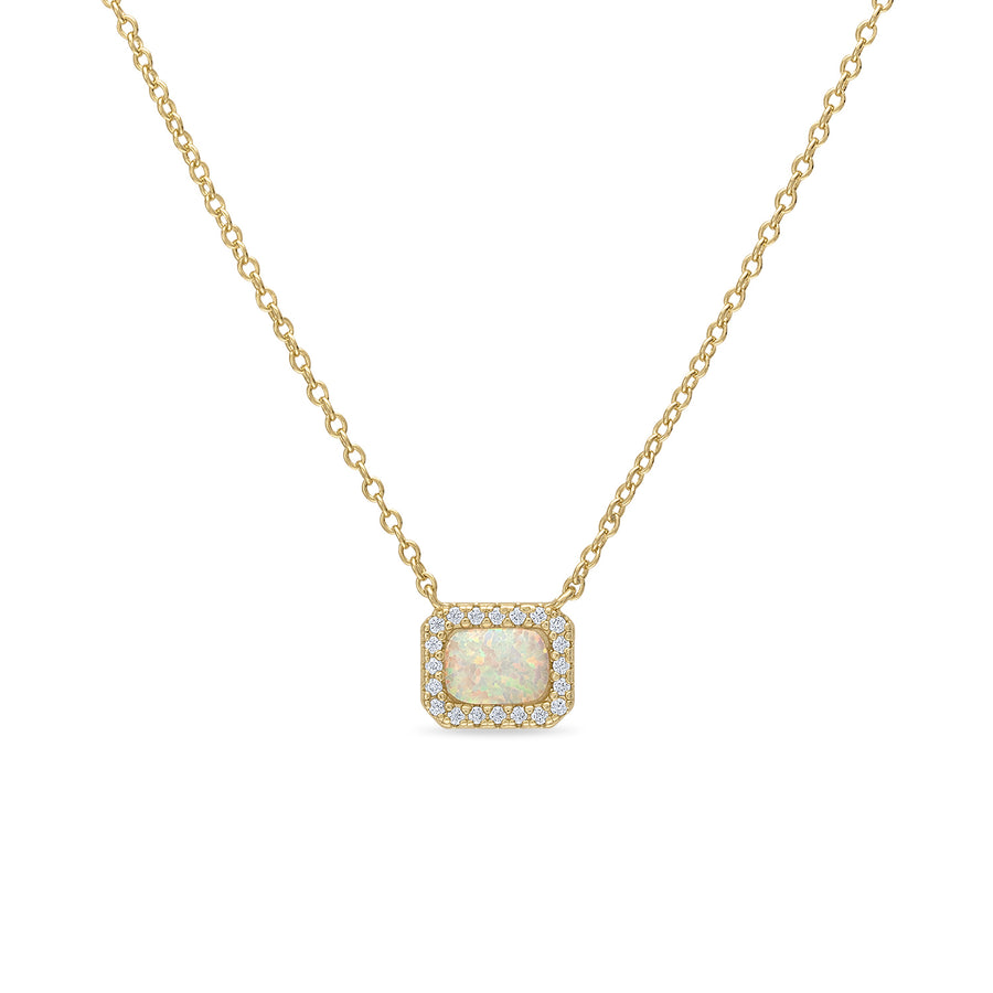 Vermeil Genuine Opal and CZ Stone Pendant Necklace