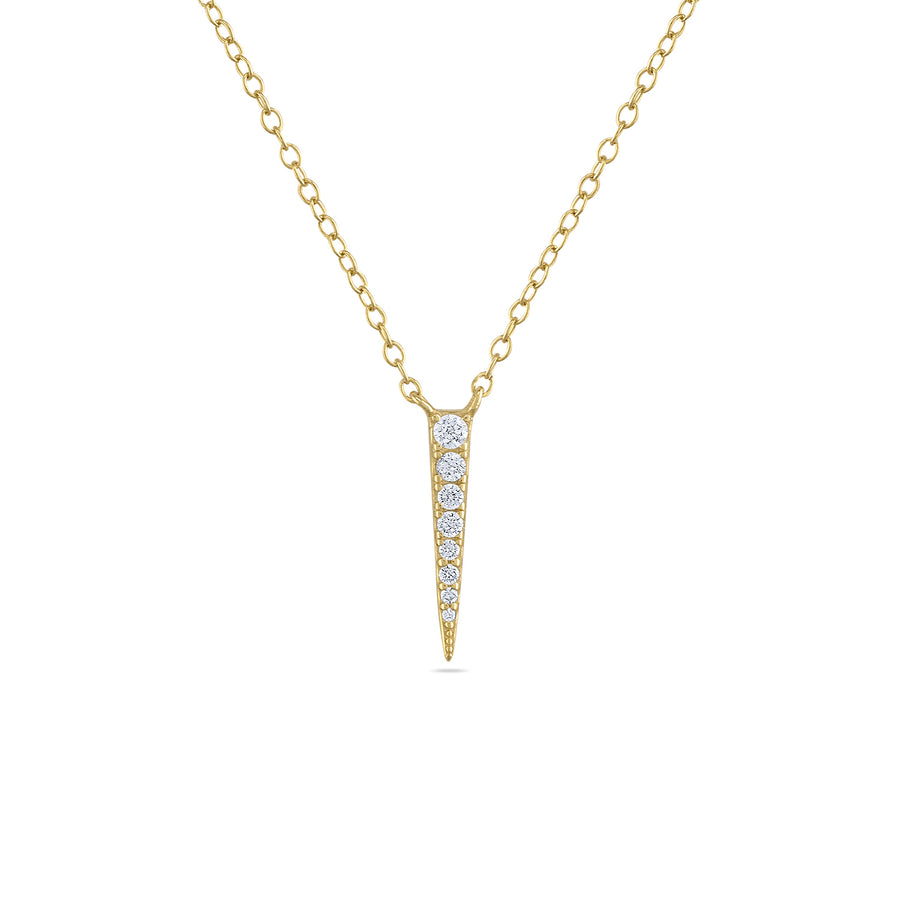 Vermeil CZ Stone Dainty Dagger Pendant Necklace