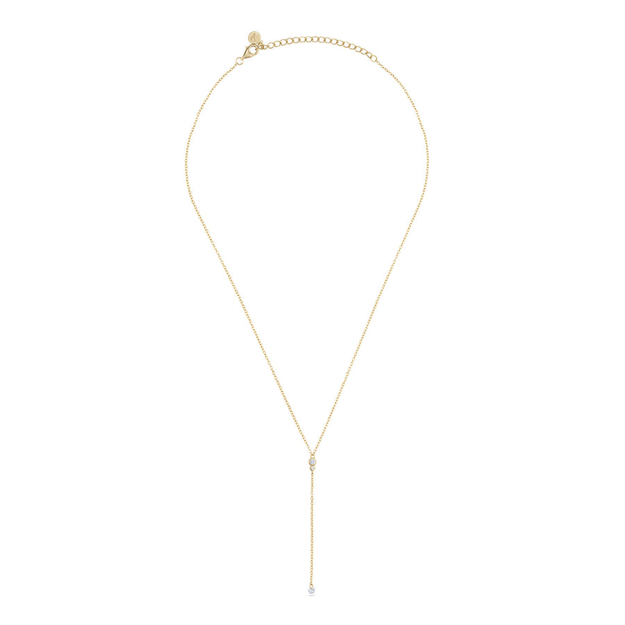 Vermeil CZ Stone Lariat Necklace