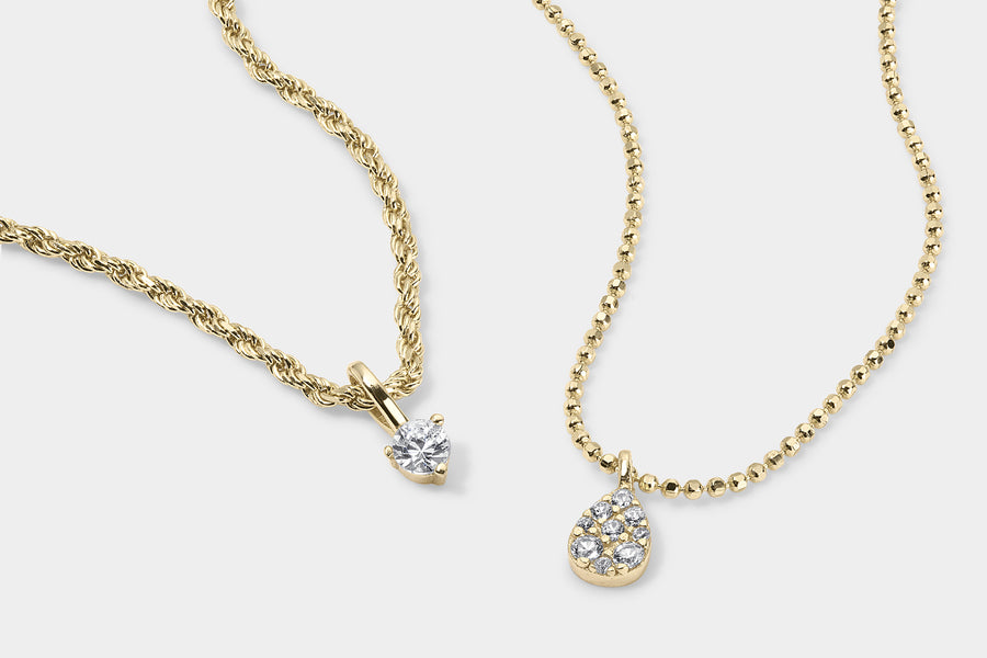 Vermeil Diamond-Cut Chain with Genuine White Sapphire Teardrop