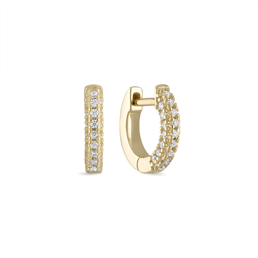 Vermeil Triple Row Pavé CZ Huggie