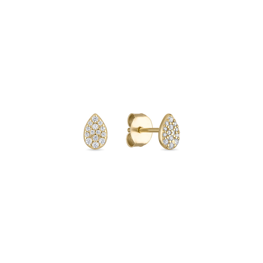 Vermeil Pavé CZ Diamond Pear Studs