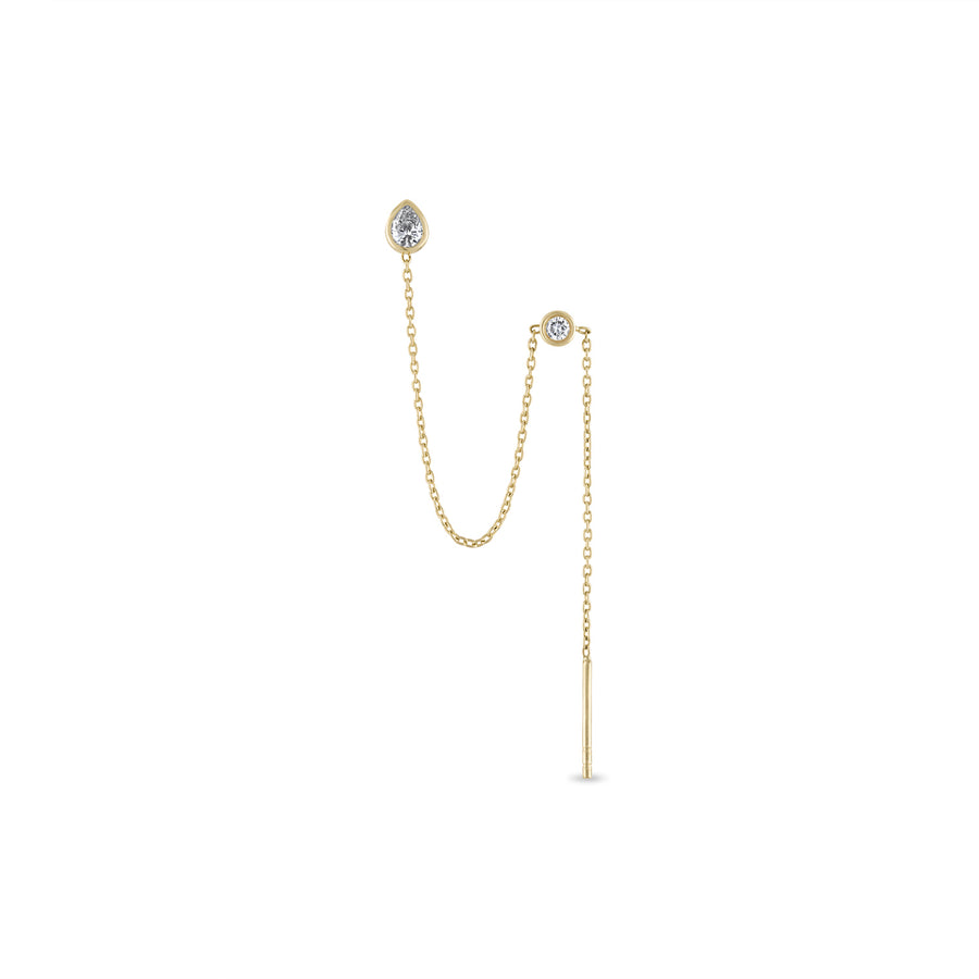 Fine Diamond Chain Stud Threader Earring