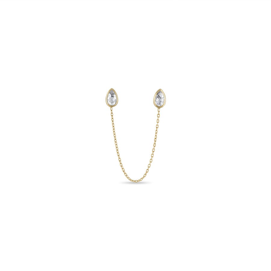 Fine White Topaz Teardrop Stud Chain Stud Earring