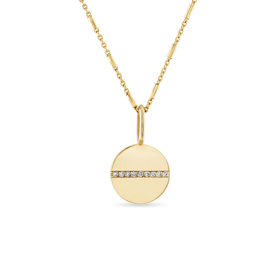 Fine Pave' Diamond  Medallion Pendant on Sun Bar Link Chain