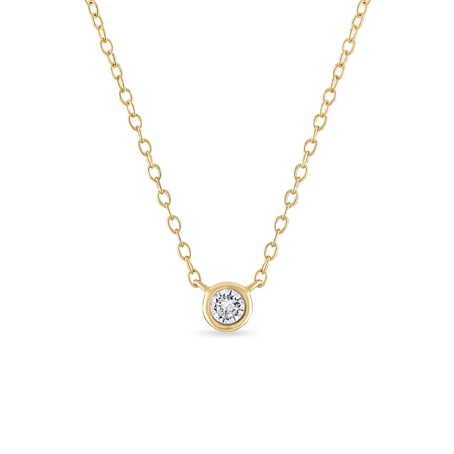 Vermeil Dainty Solitaire Bezel Pendant cz Diamond Necklace